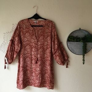 Amuse Society floral tassel fringe peasant top